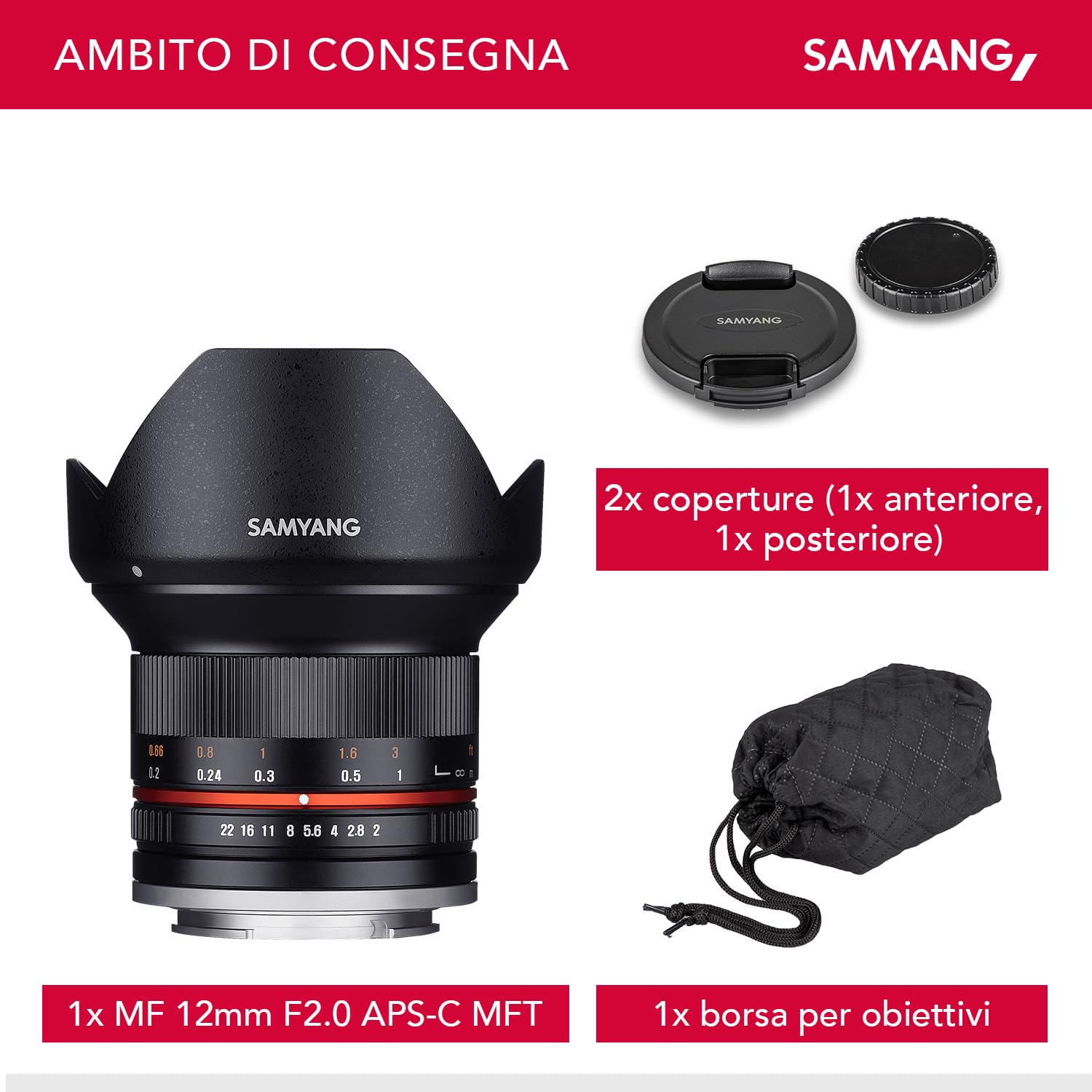 Obiettivo Samyang 12mm F2 NCS CS Micro 4/3 nero