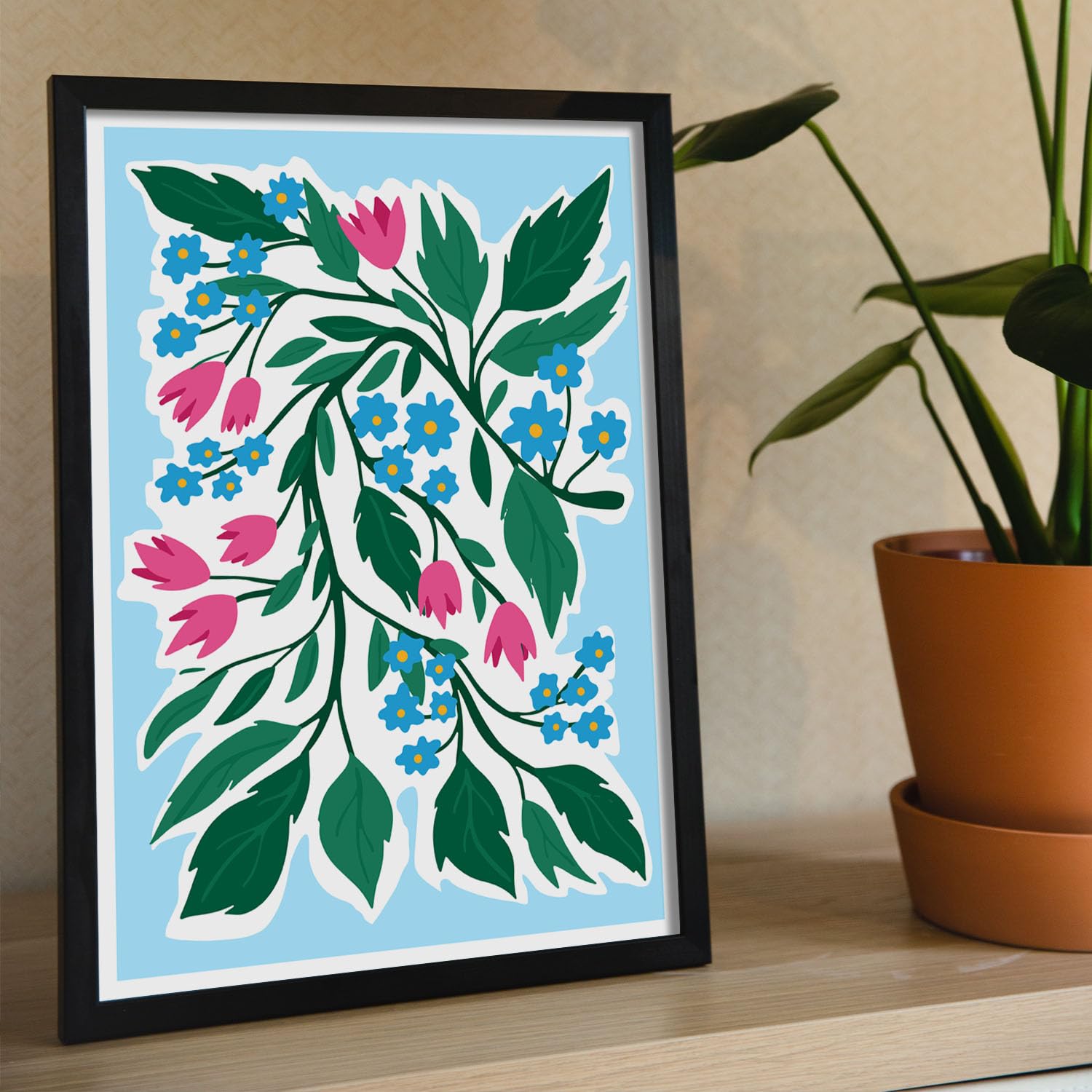 3 Stampe Artistiche Da Parete Con Fiocco Rosa E Blu – Quadri Estetici Per Camera Da Letto, Dormitorio, Appartamento - 2