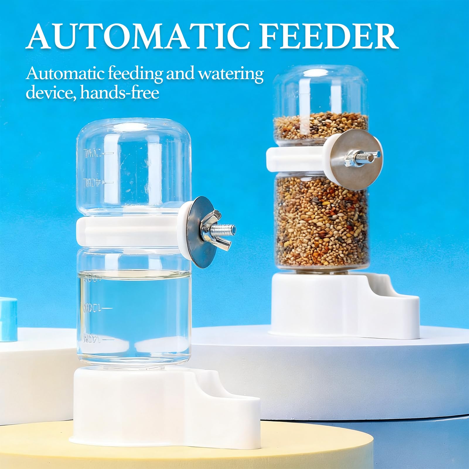 2 PCS Distributore Acqua Uccelli E Mangiatoia per Uccelli Automatica, Dispenser Acqua Cibo per Uccelli Con Fissaggio Gabbia, Uccelli Alimentatore Automatico per Pappagalli e Piccioni