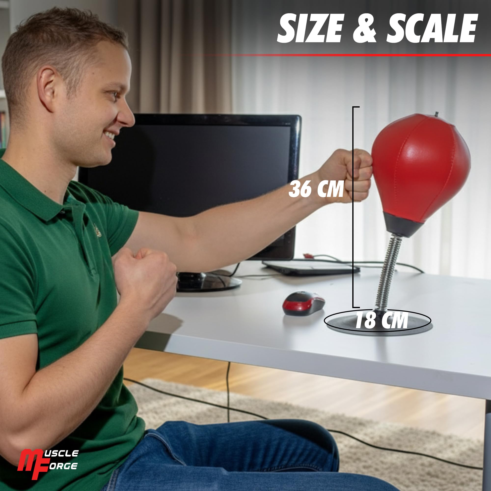 Mini Punching Ball de Bureau avec Pince de Table et Ventouse – Sac de Frappe Anti-Stress pour Maison & Bureau, Pompe Incluse