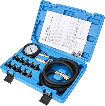 LLNDEI Oil Pressure Tester Tool, 0-140 PSI Engine Oil Pressure Test Gauge Kit, Automatic Transmission Diagnostic Test for Cars ATVs Trucks Blue Case