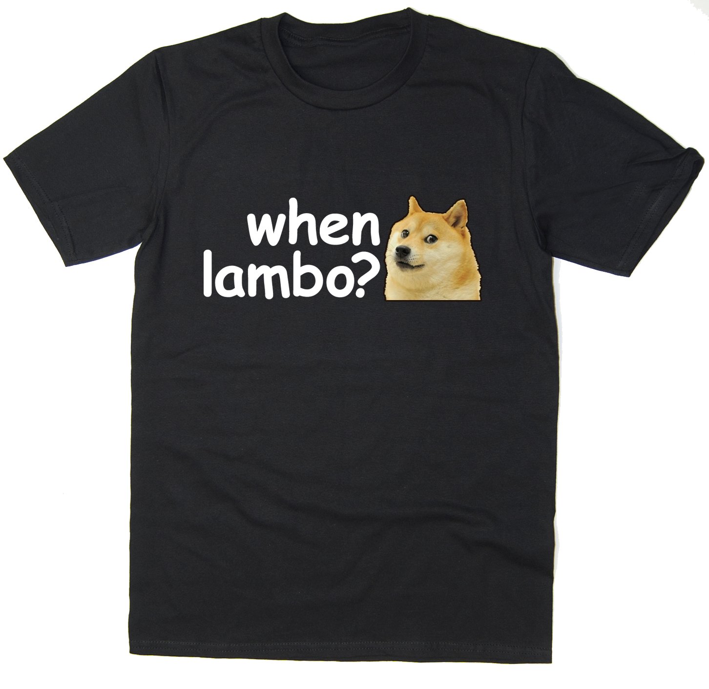 Rocket Fuel Clothing Men's Black Rocket Fuel 'When Lambo?' Funny Printed T-Shirt - Medium