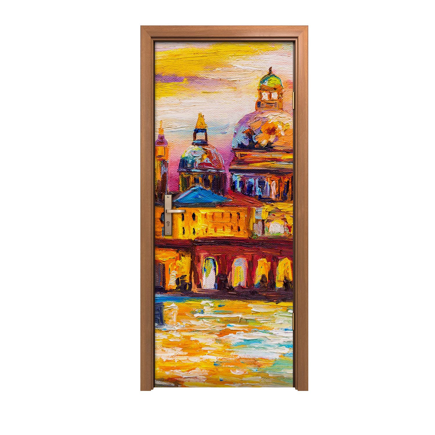 Autocollant de porte 80x200cm pour créer une vue urbaine dans le salon