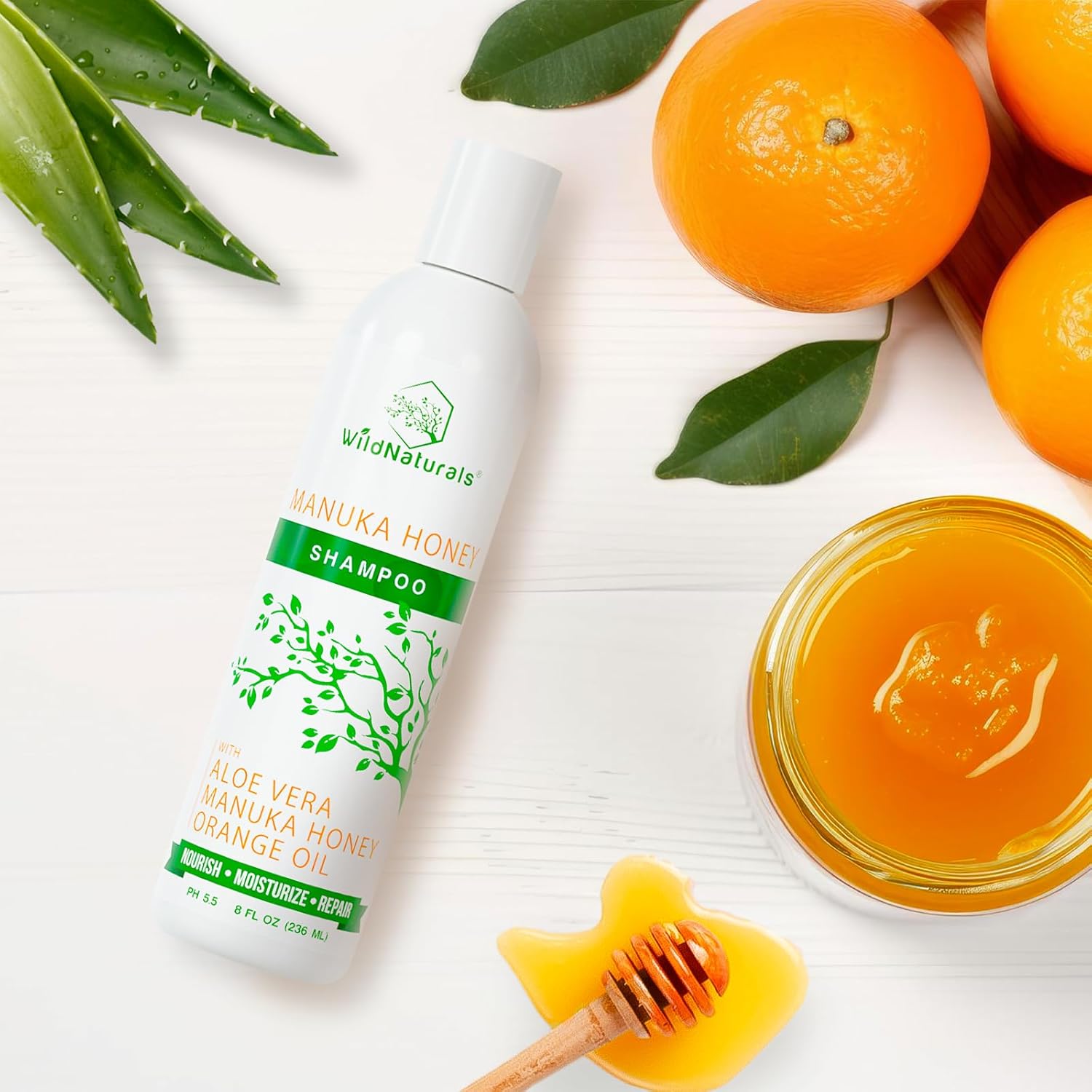 Wild Naturals Manuka Honey Shampoo for Eczema & Psoriasis – Hydrating Sulfate-Free with Aloe Vera & Coconut Oil – Moisturizing Shampoo for Dry, Itchy Scalp