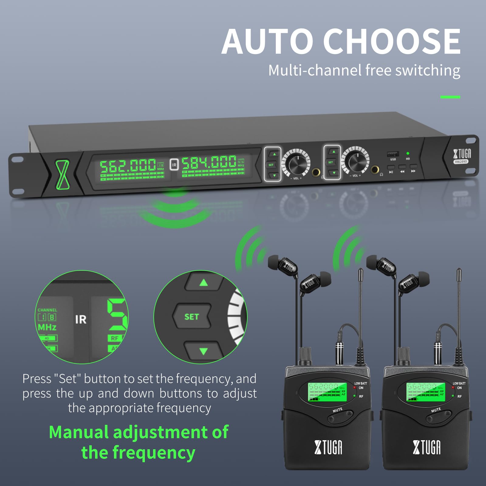 Snapklik.com : XTUGA RW2090 Wireless In Ear Monitor System, Mono IEM ...