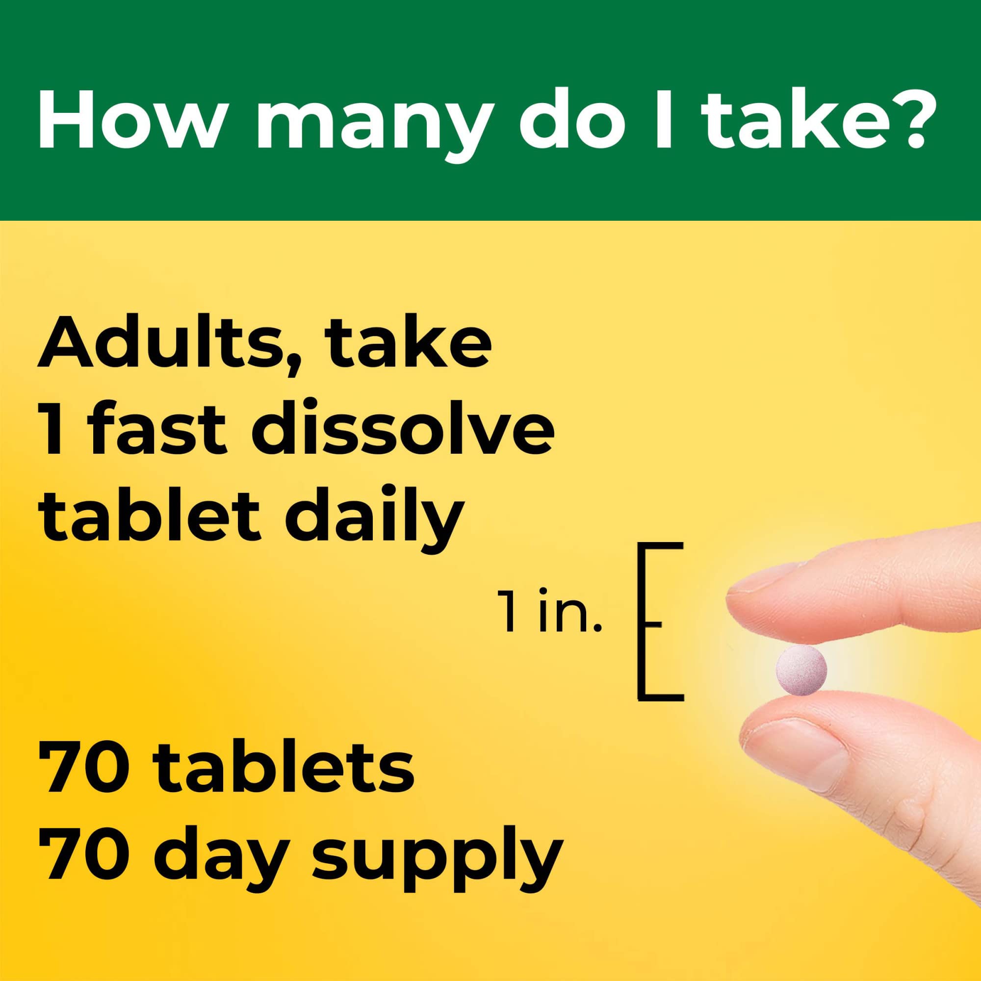 Nature Made Extra Strength Vitamin D3 5000 IU (125 mcg), Vitamin D Supplement for Bone, Teeth, Muscle, Immune Health Support, 70 Sugar Free Fast Dissolve Tablets, 70 Day Supply