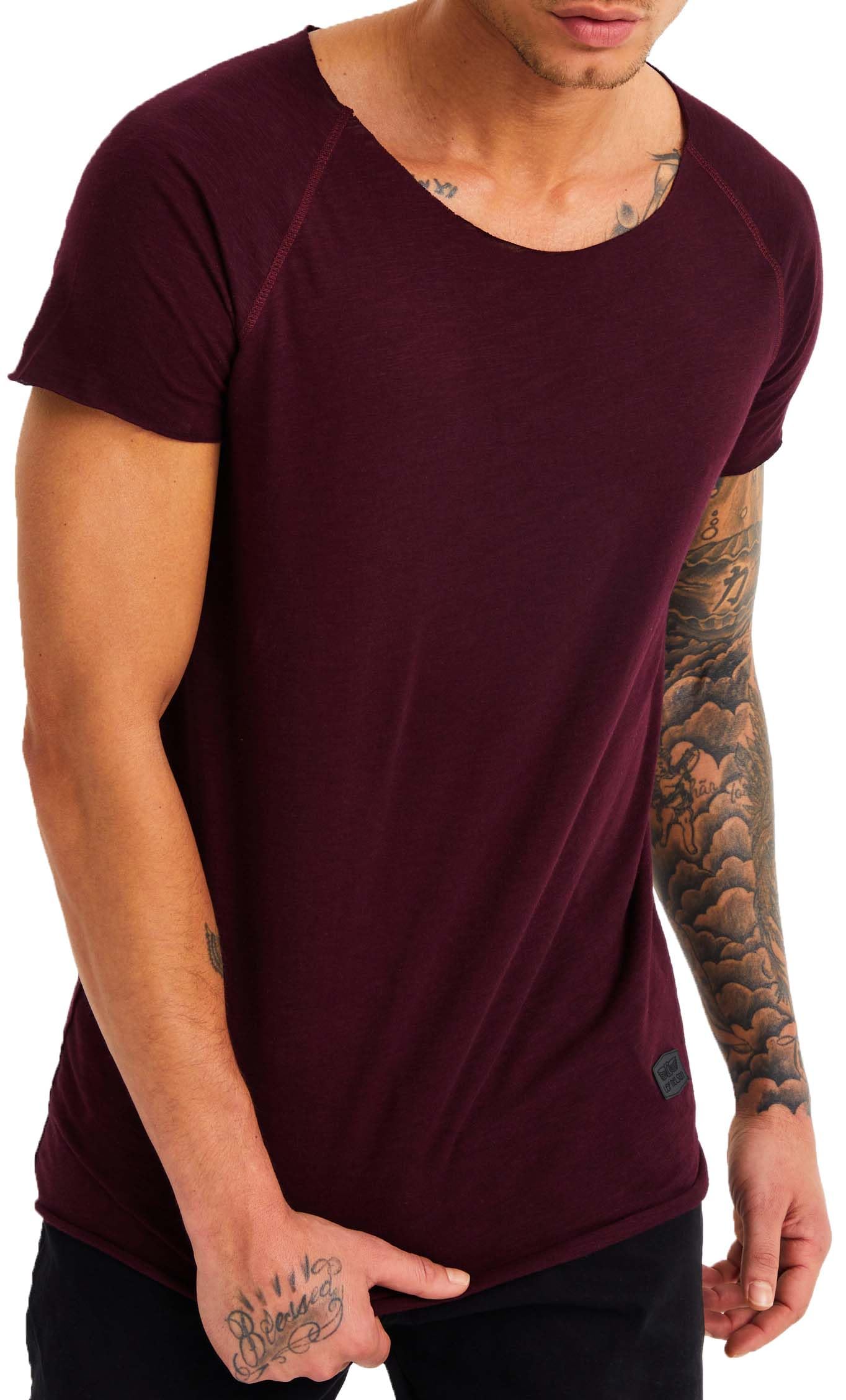 Leif Nelson T-Shirt Men's Summer Deep Crew Neck Regular Fit Men's T-Shirt 100% Cotton Casual Basic Men's T-Shirt Short Sleeve