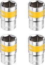 sourcing map 4 llaves de vaso de 1/2 pulgada con 6 puntos de 17 mm métricas de impacto poco profundo CR-V de acero para reparación de tuercas hexagonales de automóviles en el hogar, color amarillo