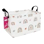 INGHUA Rectangular Storage Basket Fabric Organizer Bin for Toys,Books,Clothes,Gifts,Pets-Perfect for Home,Office,Nursery,Dorm,Shelf(Rec-Star Rainbow )