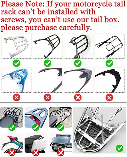 Miniatura 9 de NUACOS Maletero universal para motocicleta, caja superior impermeable con luces, bloqueo de respaldo para scooter y ciclomotor, alto, 11 x 15 x 15