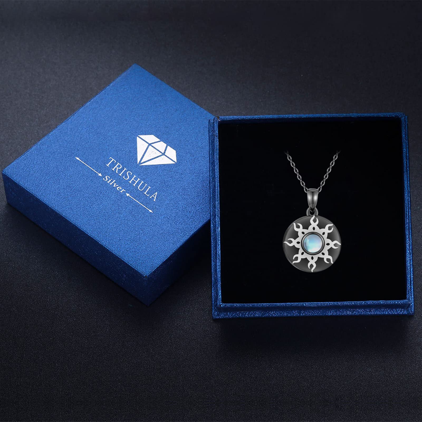 TRISHULA Kristall Halskette Damen 925 Sterlingsilber Schlüssel Herz Anhänger Schmuck Geschenk für Frauen