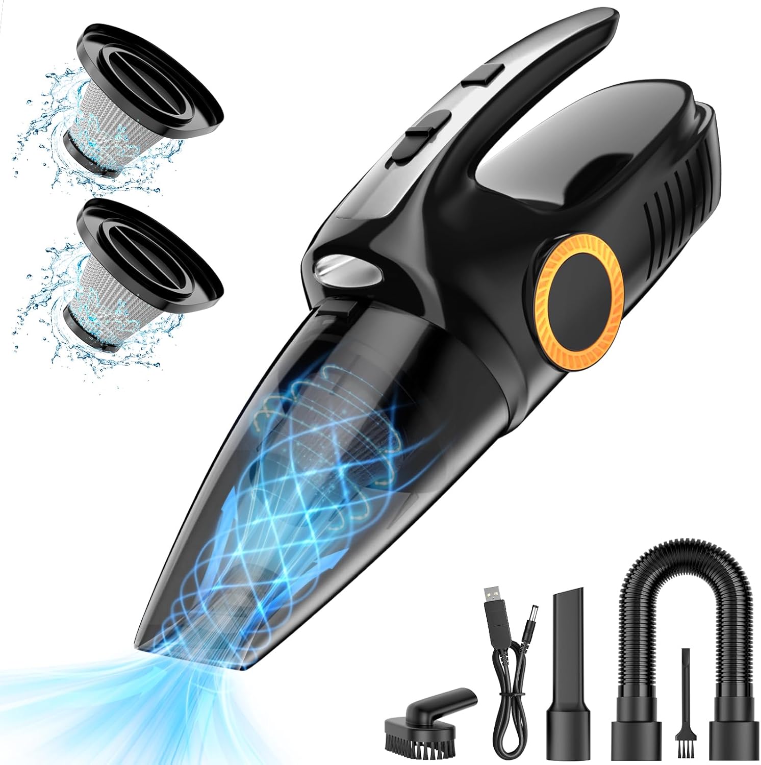 Handheld Vacuum Cordless, 9500PA Portable Handheld Vacuum with LED Light & 2 Filters Powerful Suction Car Vacuum Rechargeable Hand Held Vacuum Cordless for Home Office Kitchen Car Pets - Image 8
