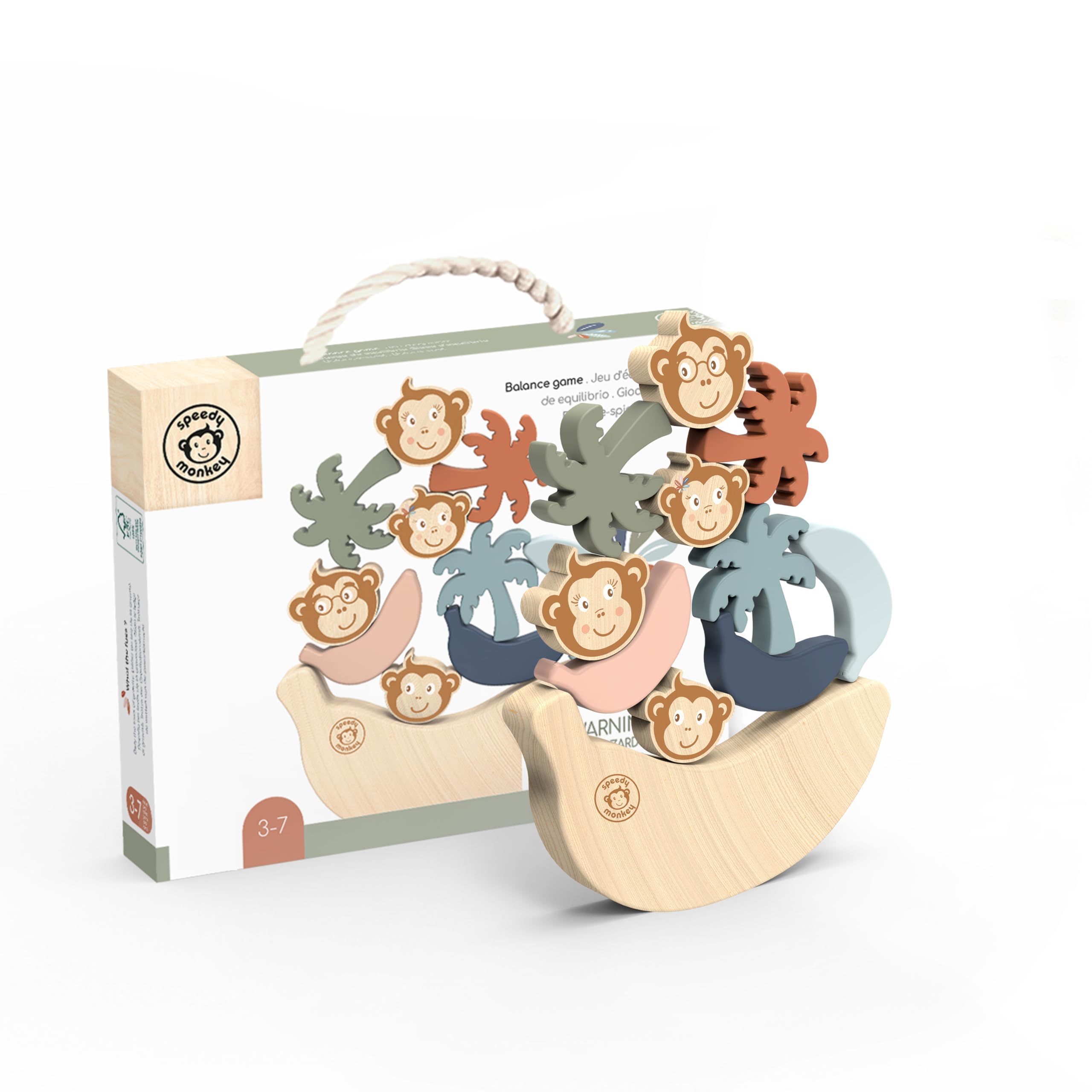 Amazon.com: Speedy Monkey See Saw Game, Wooden Stacking Blocks