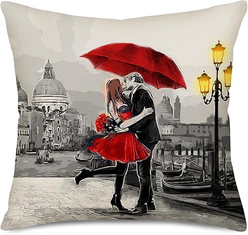 Fundas de almohada vintage de cine retro, con temporizador de cuenta regresiva rayada, para presentación, cine, número ocho, casa de campo, lino y