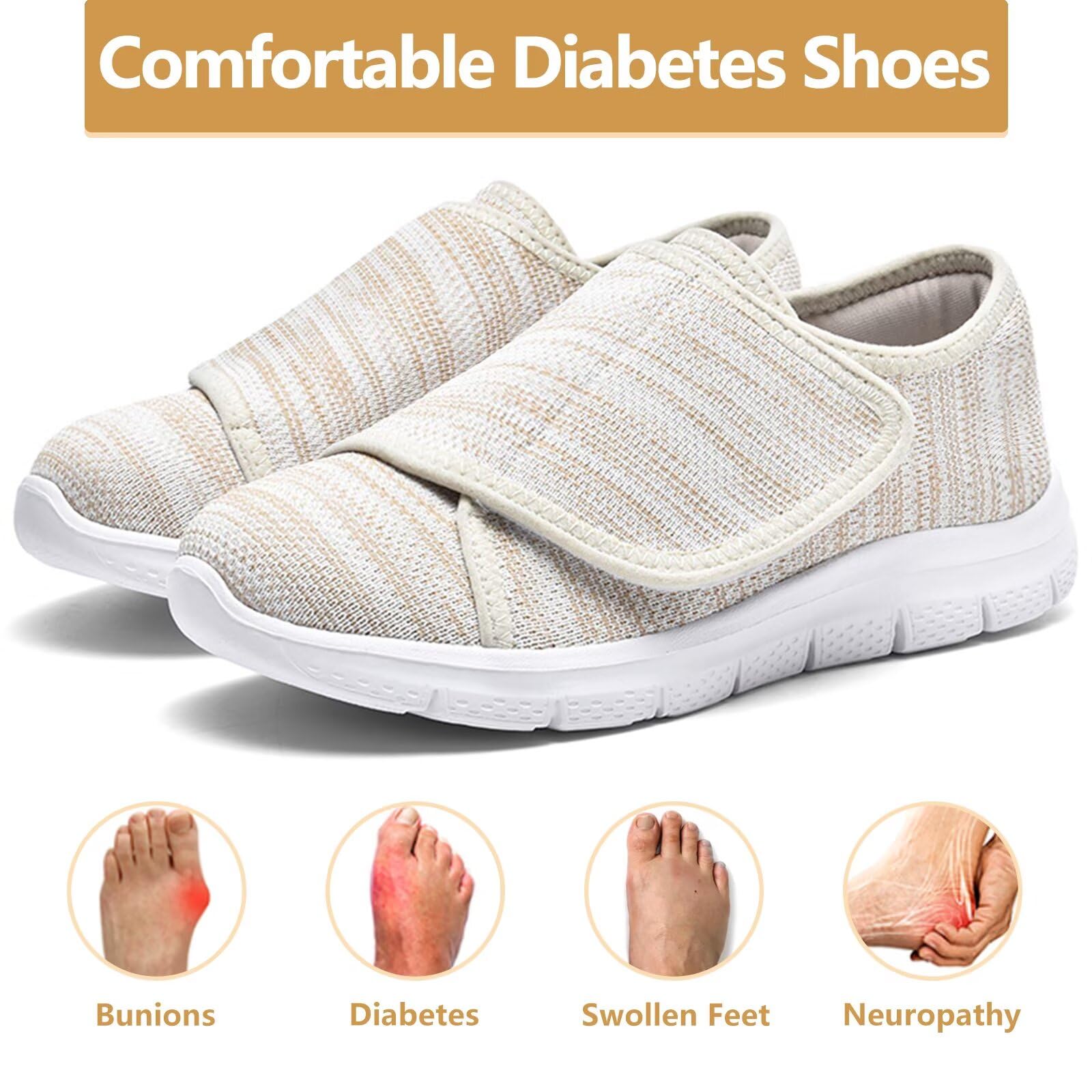 Scarpe Diabetiche Donna Pianta Larga Ortopediche Pantofole Anziani Regolabili Senza Lacci Comode Ciabatte