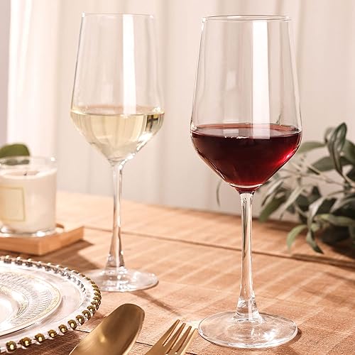 Miniatura 5 de YANGNAY Copas de vino (juego de 12, 13 onzas), copas de vino transparentes para vino tinto o blanco, borde liso, aptas para lavavajillas