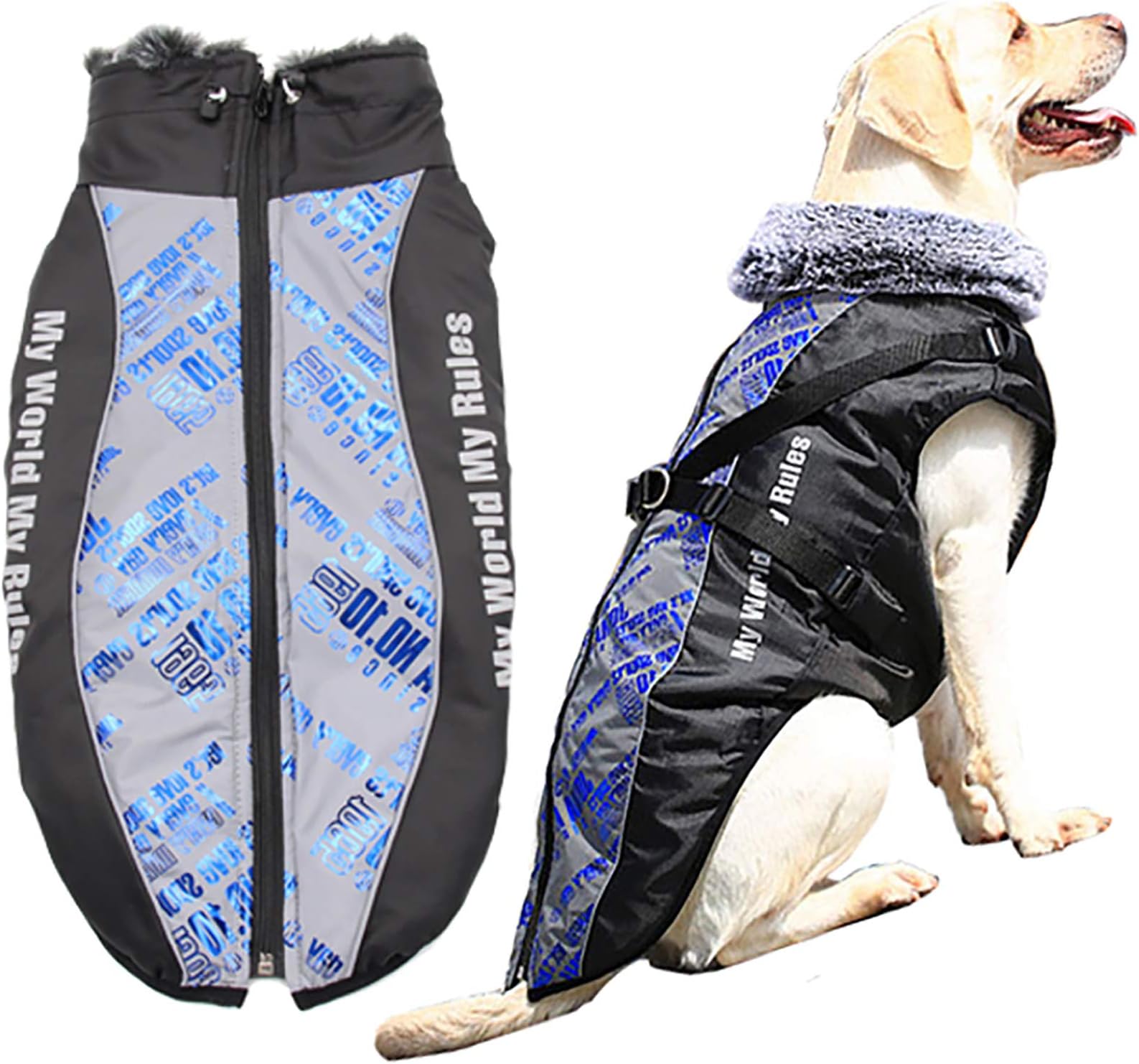 Dimerryi Dog Winter Jacket Reflective Waterproof Windproof Dog Coats