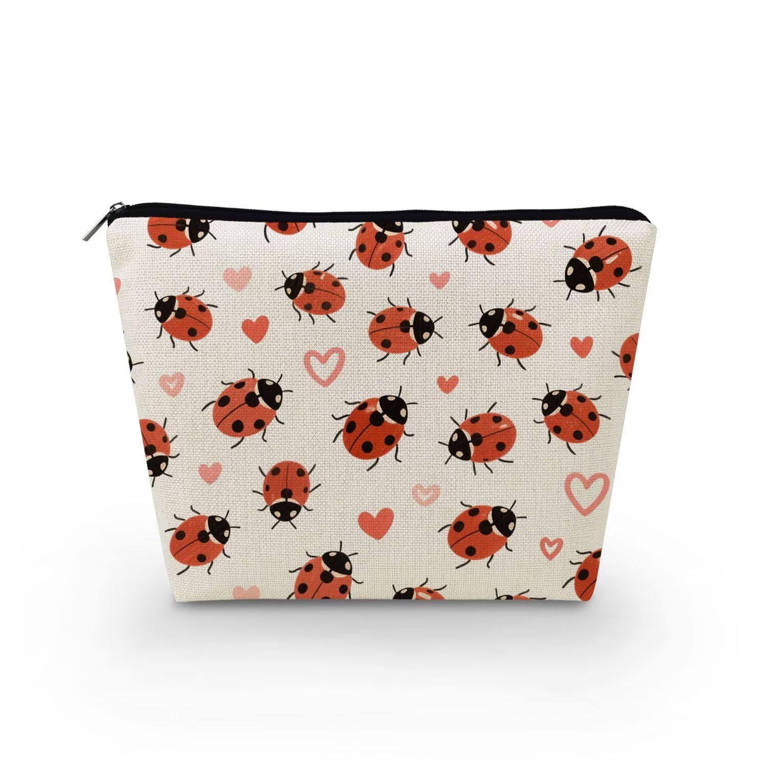Livel lhood Ladybug Makeup Bag Portable Organizer Bag Travel Toiletry Zipper Pouch Love Cosmetic Bag for Women Birthday Gifts