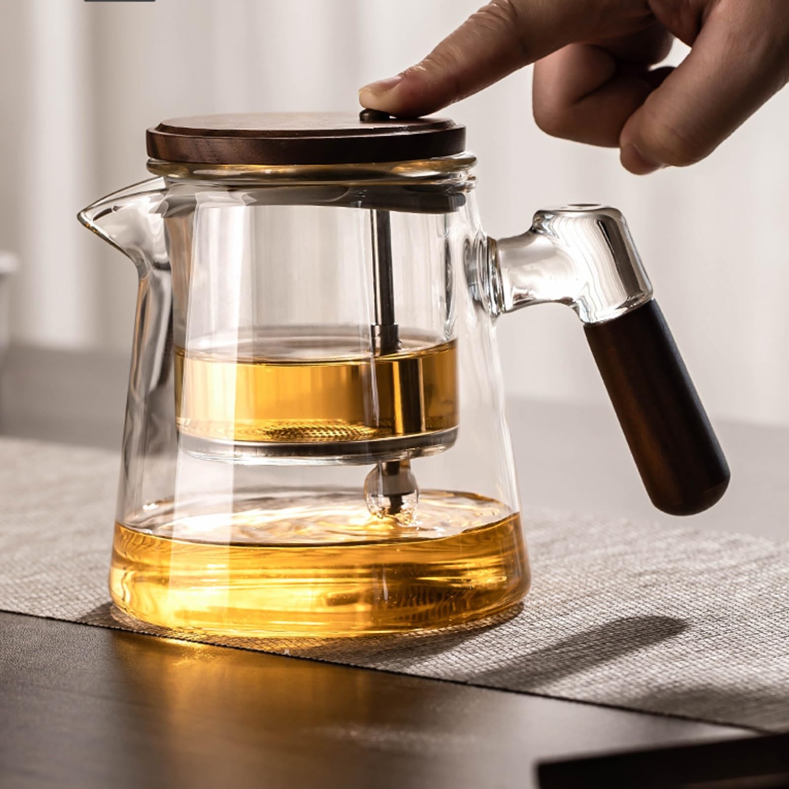 Teekanne Aus Glas Mit Siebaufsatz Hitzebeständig Herausnehmbaren Edelstahl Filter Sieb, Glasteekanne Mit Teesieb & Überhitzungsschutz, Ideal Zur Zubereitung Von Losen Tees, Teapot 600ml(Anthracite Gre