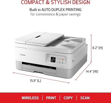 Canon PIXMA TR7020a All-in-One Wireless Color Inkjet Printer, with Duplex Printing, Mobile Printing, and Auto Document Feeder, White