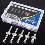 Glarks 100Pcs M6 x 35/45/55/65/75mm Hex Drive Socket Cap Furniture Barrel Screws Bolt Nuts Assortment Kit for Furniture, Cots, Babybeds, Crib, Chairs - Nickel Plated