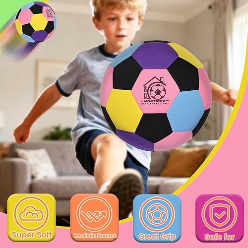 Miniatura 4 de Balón de fútbol de tela suave tamaño 4 pelota de interior silenciosa segura para jóvenes, pelota de entrenamiento ligera para regates y malabarismos