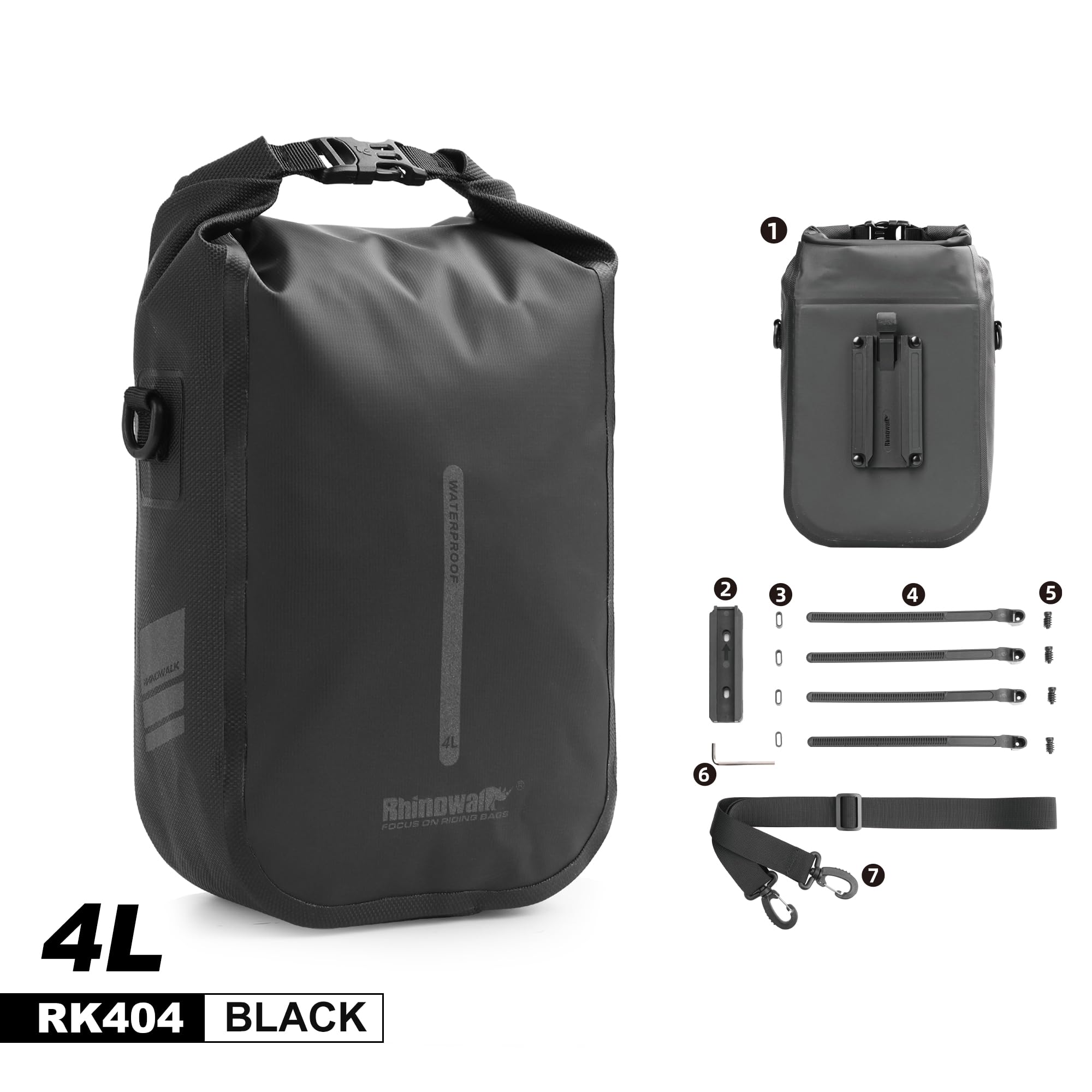 Rhinowalk Bike Front Fork Waterproof Pannier Saddle Fork Rack Bicycle Shoulder Bag for E-Scooter Mountain Bike Accessories [Black 4L]