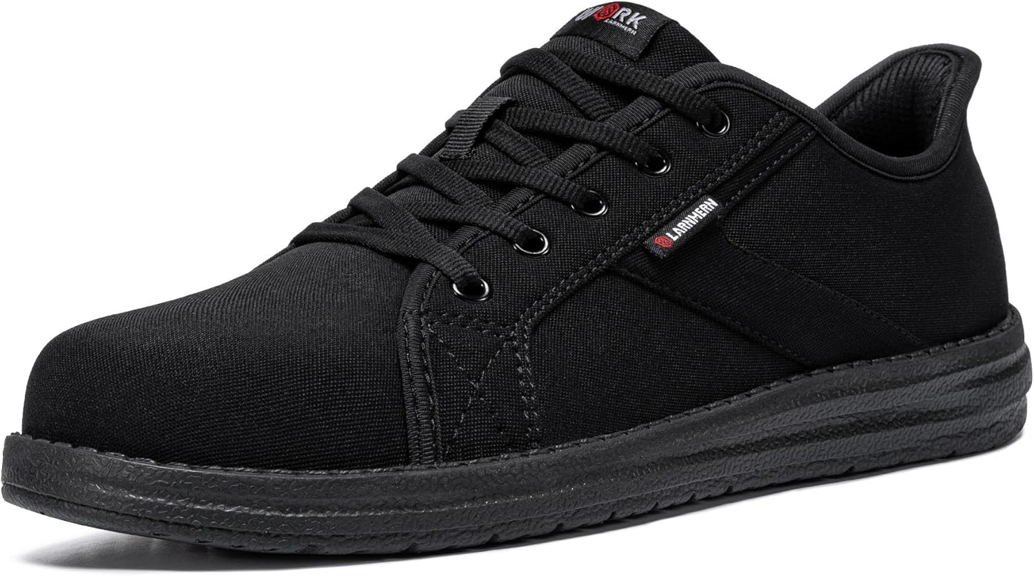LARNMERN Steel Toe Cap Safety Trainers Men Slip On Work Shoes Lightweight Comfortable Walking Canvas Sneakers