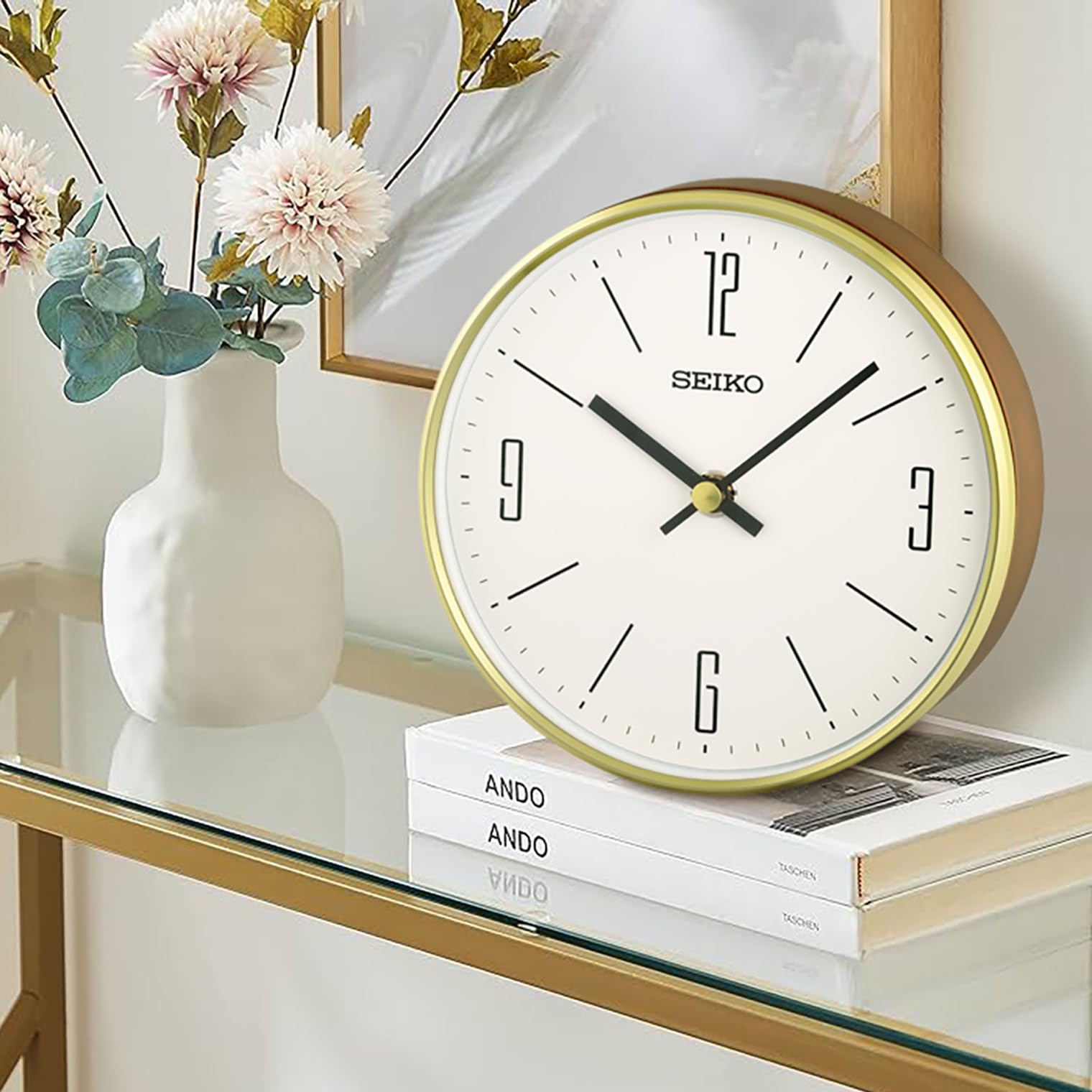 Amazon.com: SEIKO QXG158GLH Round Wood Case Desk/Table Clock, Gold