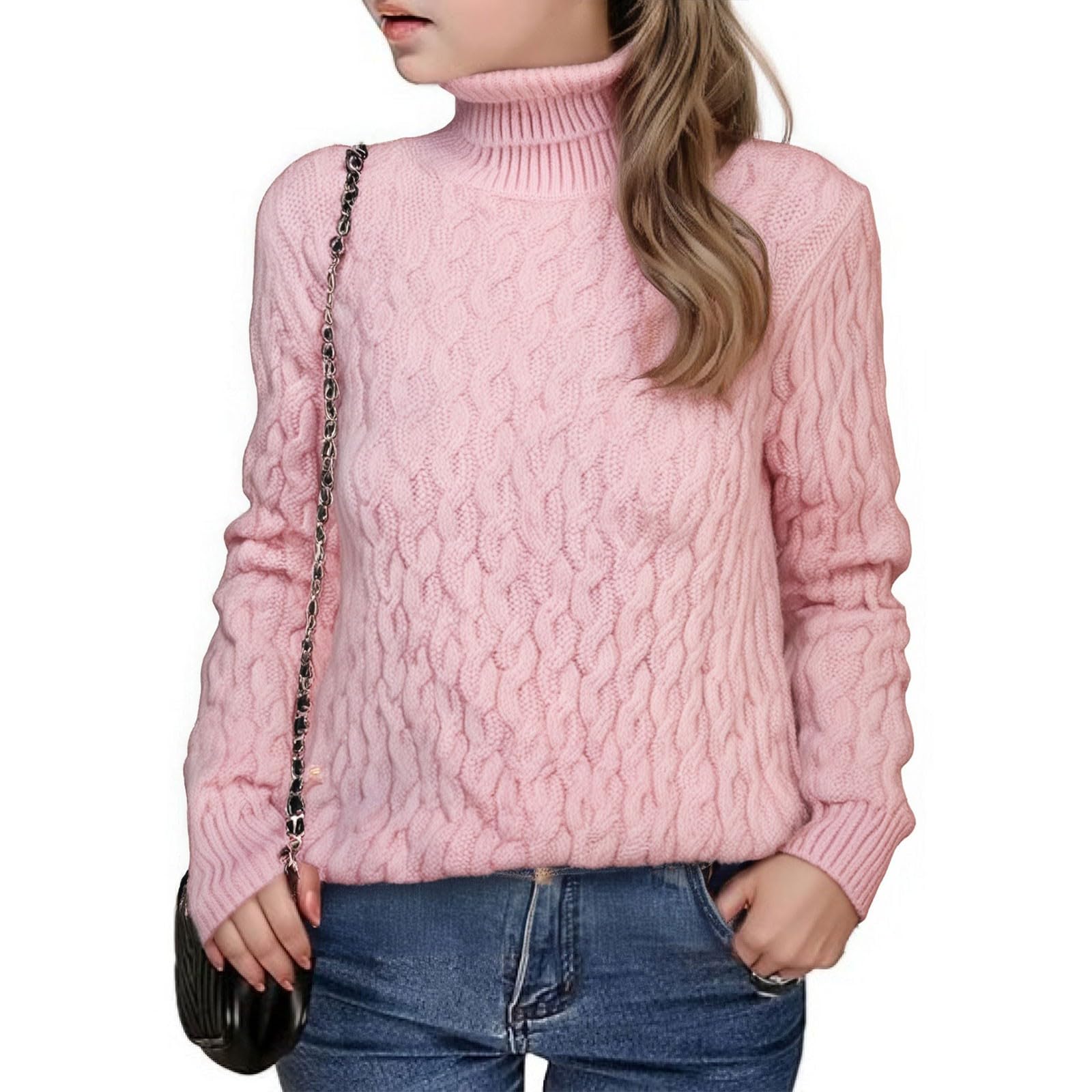 Jersey de punto para niña con cuello alto para escuela y guardería