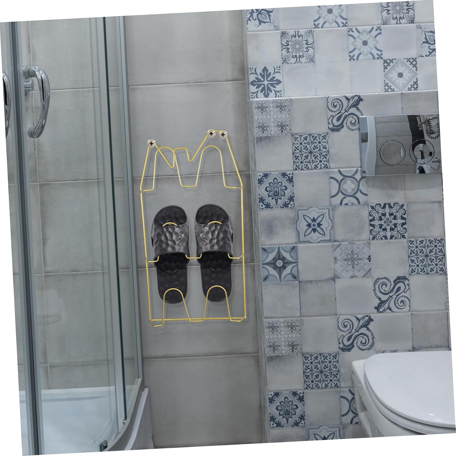 DECHOUS Gold Multi-layer Wall Mounted Slipper Rack Narrow Shelf Storage No Punch Bathroom Entryway Hanger