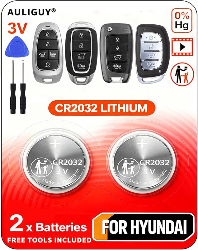 Baterias CR2032 3 V para chave presencial Hyundai Auliguy – Pacote com 2