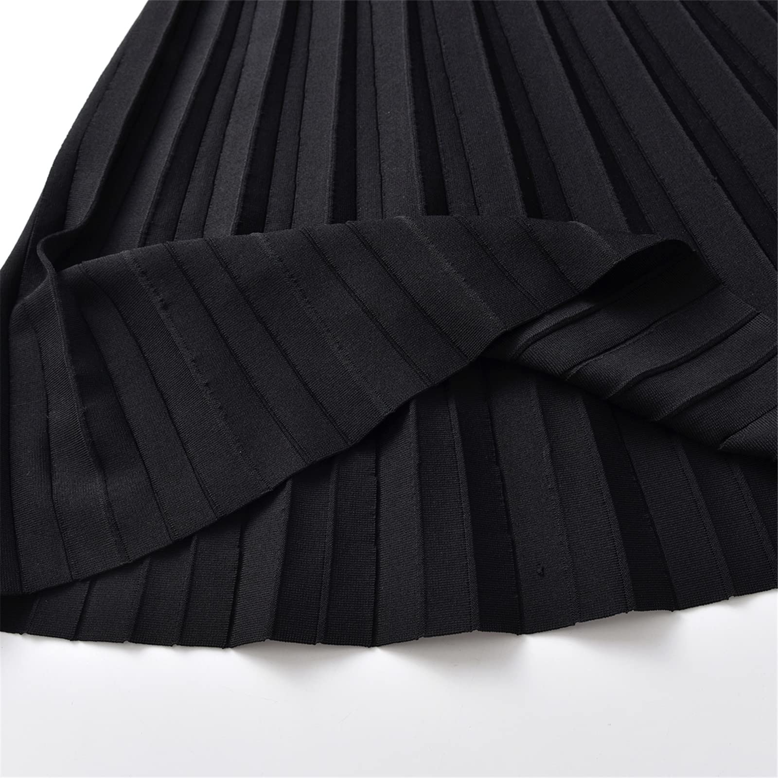Alloaone Damskie spódnice maxi damska sukienka z dzianiny jednolity kolor spódnica dziewiarska plus size damska plisowana spódnica midi, a, XL