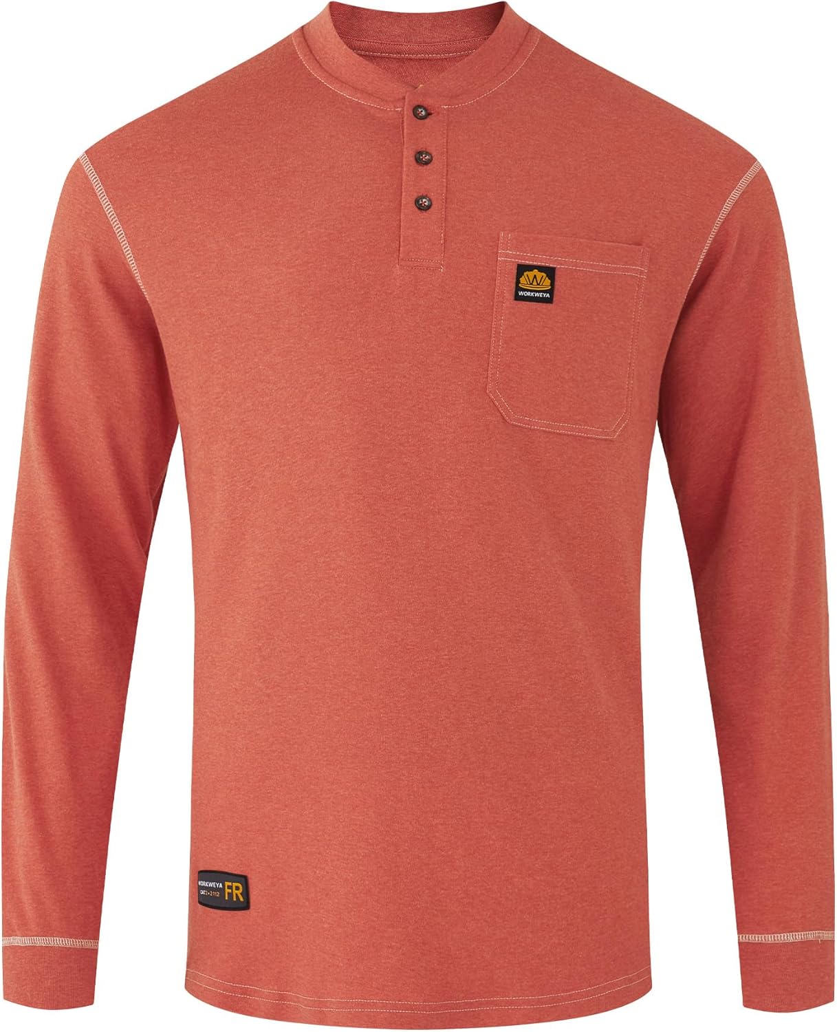 WORKWEYA FR Shirt for Men 5.5oz Lightweight 100% Cotton Flame Resistant Henley Shirt NFPA 2112