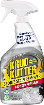 Krud Kutter Sports Stain Remover Laundry Pre Treat Spray, 22 oz, Removes Grass, Dirt and Sweat Stains from Athletic Clothing, Prewash Treatment for Uniforms, Activewear and Fabric