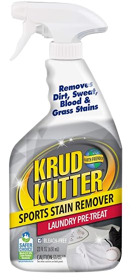 Krud Kutter Sports Stain Remover Laundry Pre Treat Spray, 22 oz, Removes Grass, Dirt and Sweat Stains from Athletic Clothing, Prewash Treatment for Uniforms, Activewear and Fabric