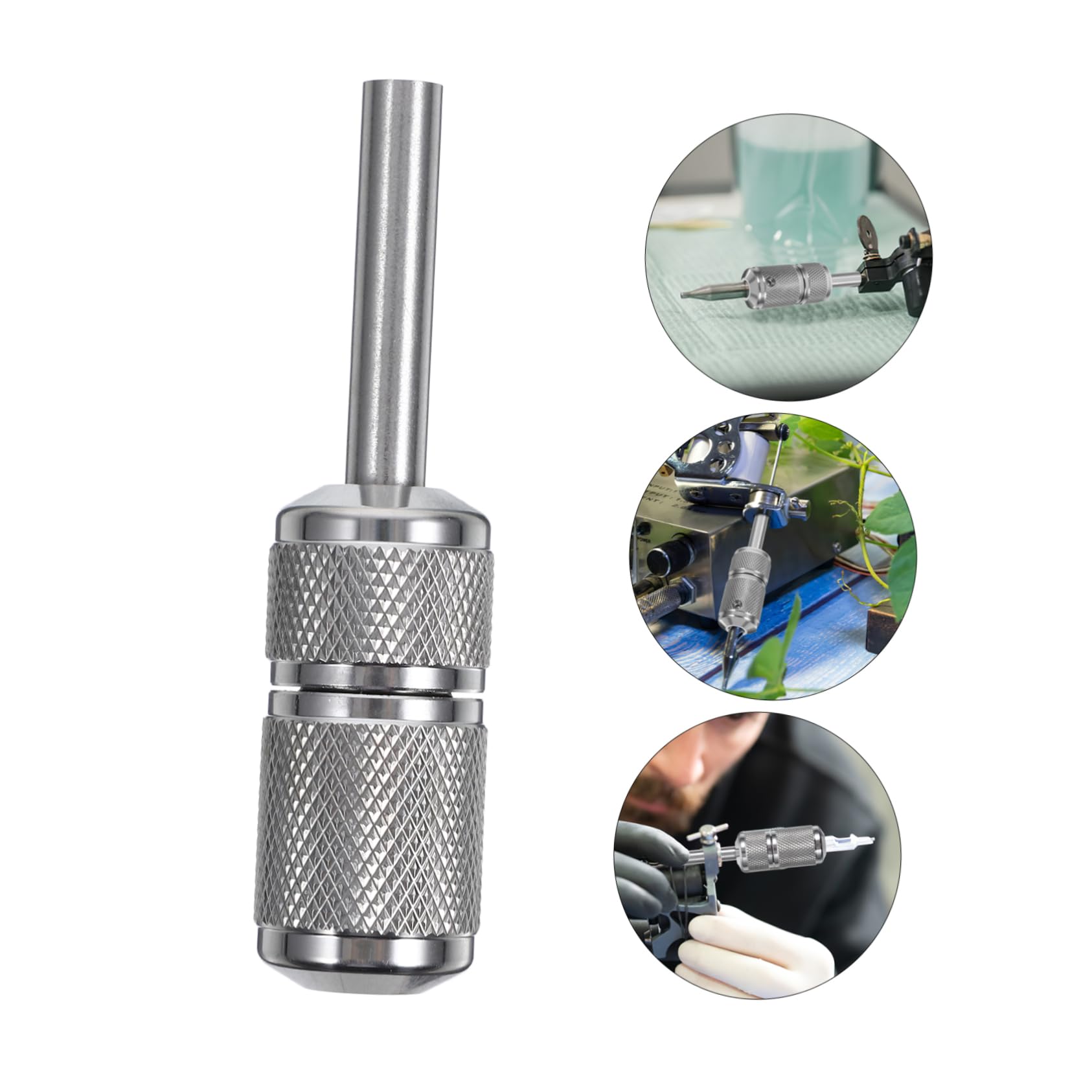3piezas Mango De Acero Inoxidable Autocierre Para Herramientas De Arte Corporal Grip Para Tatuajes Resistente y Cómodo Para Artistas Profesionales y Principiantes