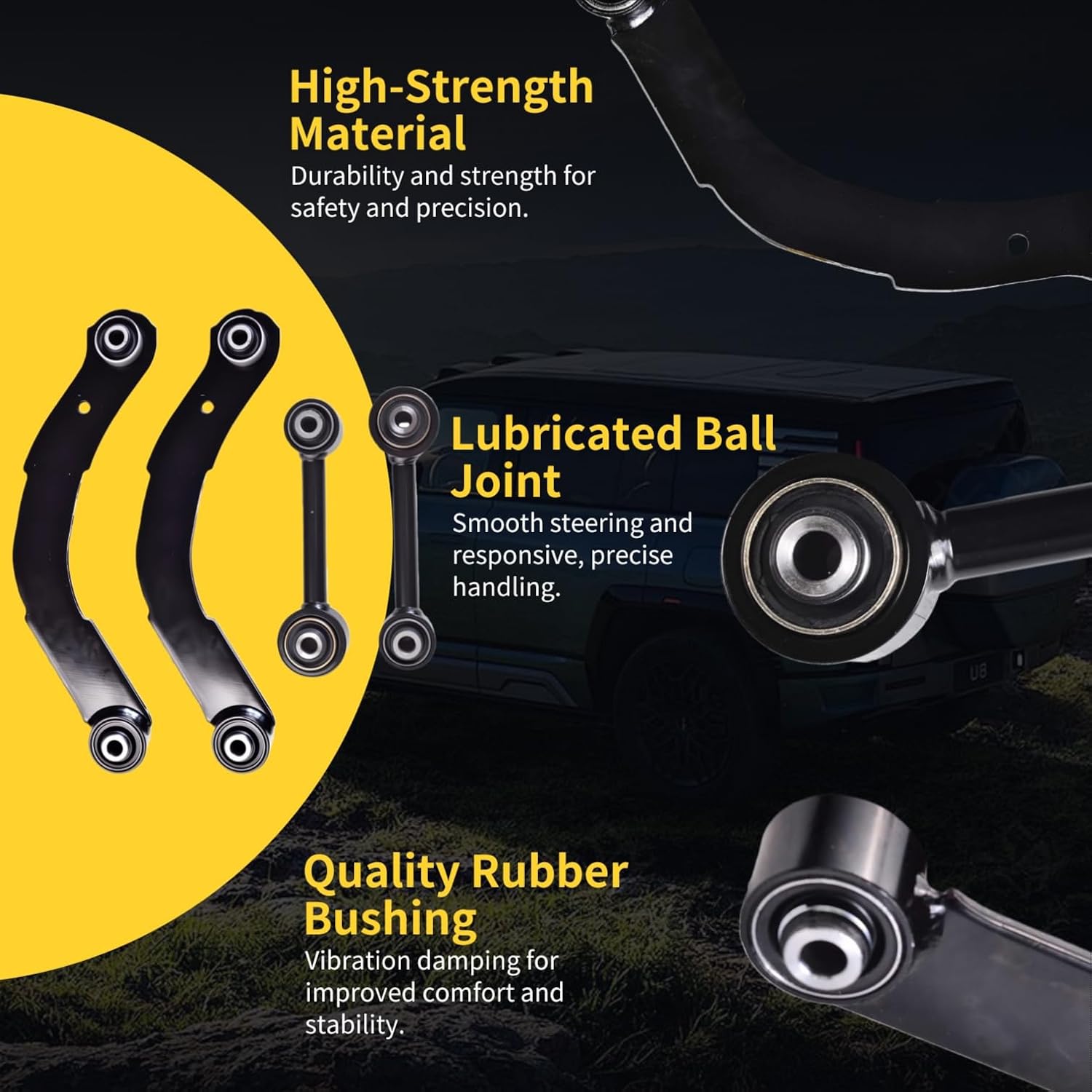 Rear Upper & Lower Control Arm Fit for Dodge Caliber 2007-2012 All Models, Jeep Compass Patriot 2007-2017 (MK) All Models K641281 K641226-4 Set Suspension Kit
