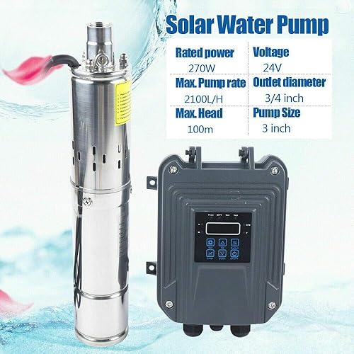 Miniatura 3 de Eapmic 3 ''DC 24 V 270 W bomba de agua solar sumergible pozo bomba de acero inoxidable 270 W DC bomba de agua solar sumergible MPPT controlador kits