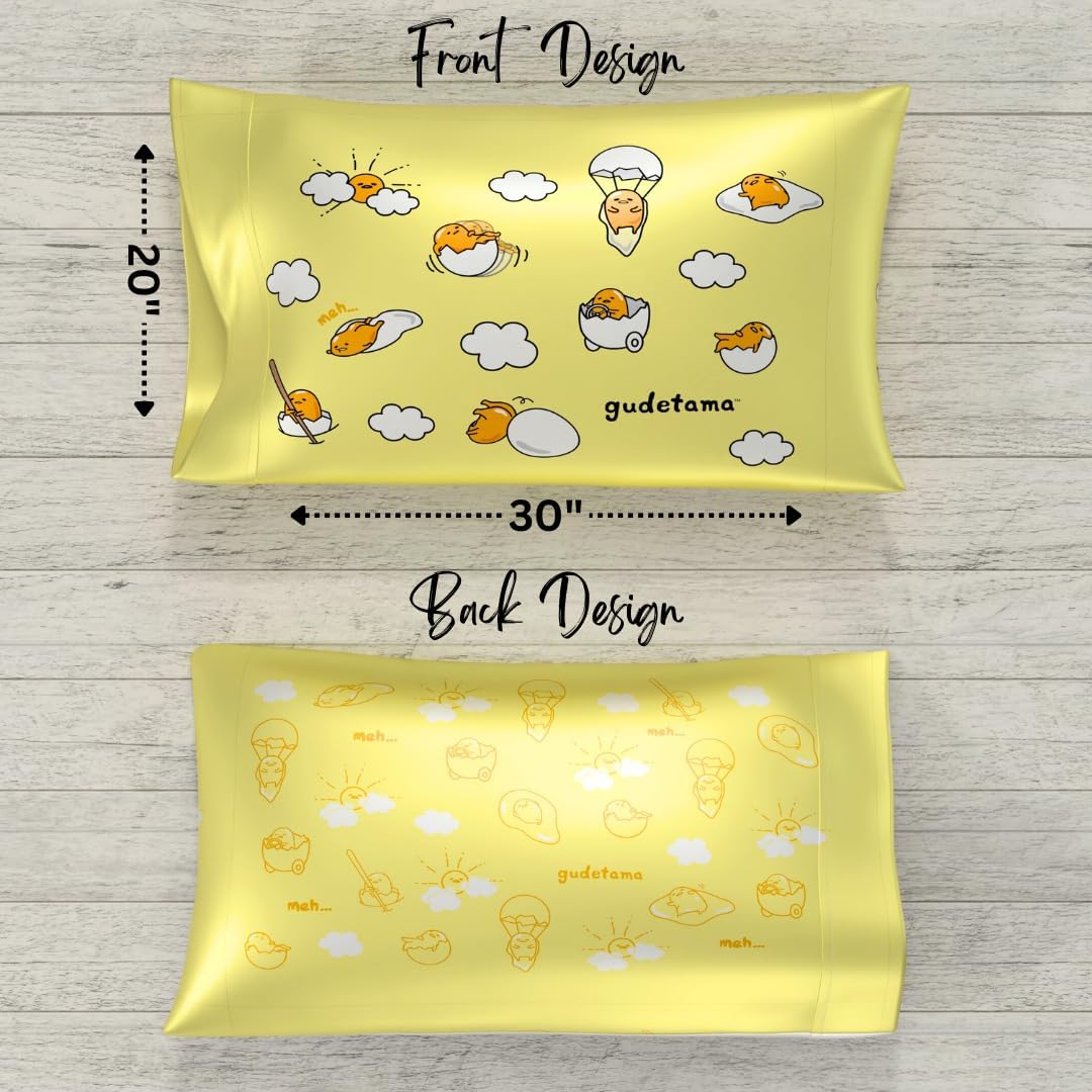 Franco Collectibles Hello Kitty & Friends Gudetama Beauty Silky Satin Standard Reversible Pillowcase Cover 20x30 for Hair and Skin, (Official Licensed Product) - Image 5