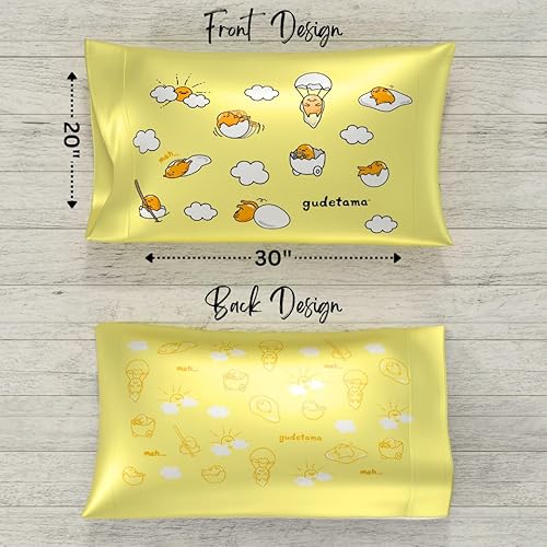 Miniatura 5 de Franco Collectibles Hello Kitty & Friends Gudetama Beauty - Funda de almohada reversible estándar de satén sedoso, 20 x 30 pulgadas, para cabello y