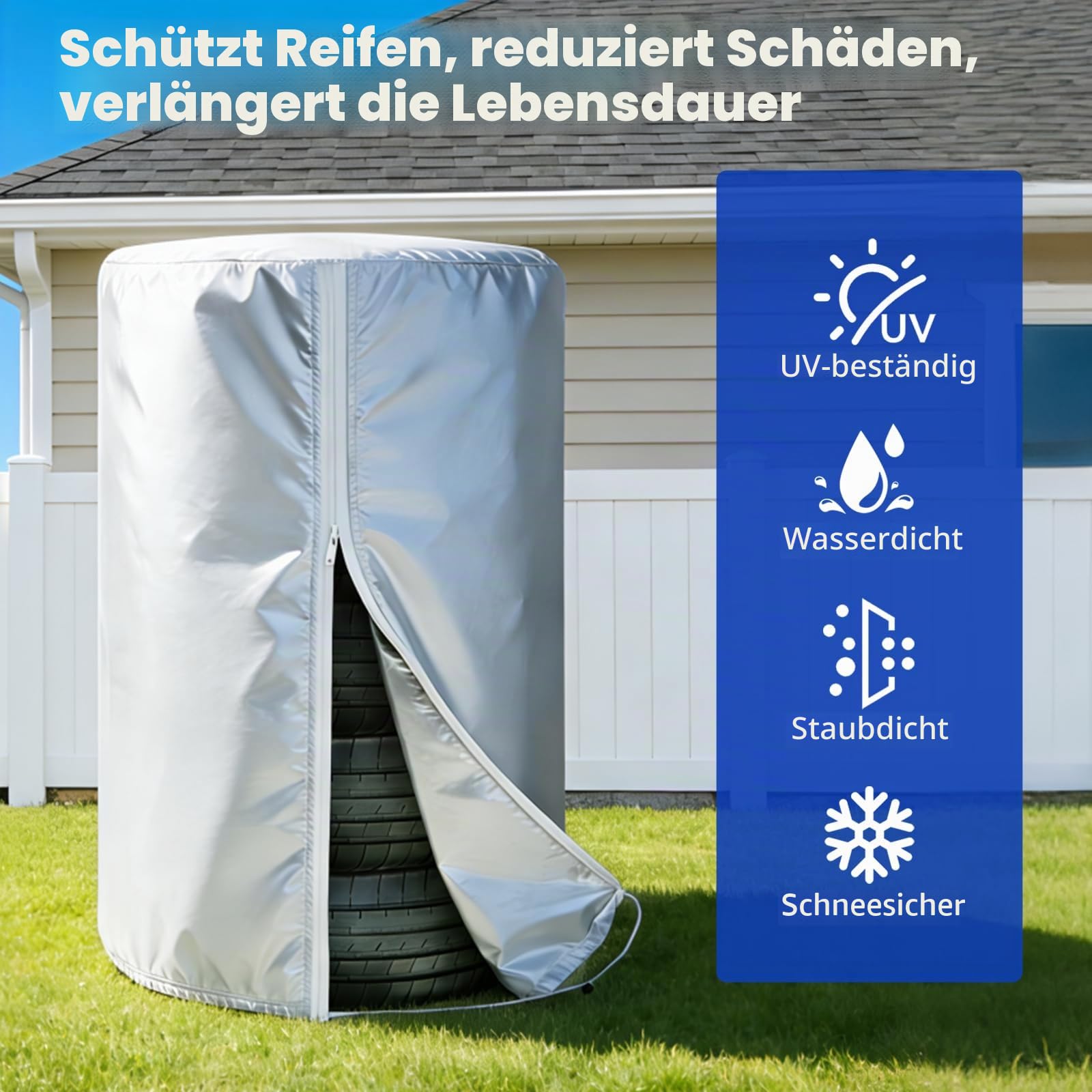 FreeTec Auto Reifentasche, 17-22 Zoll Reifenabdeckung Reifenschutzhülle Aufbewahrung für 4 Reifen, Sonnenschutz Winterabdeckung für Autoreifen Felgenbaum (80 x 117cm) (420D und 4 Matten)