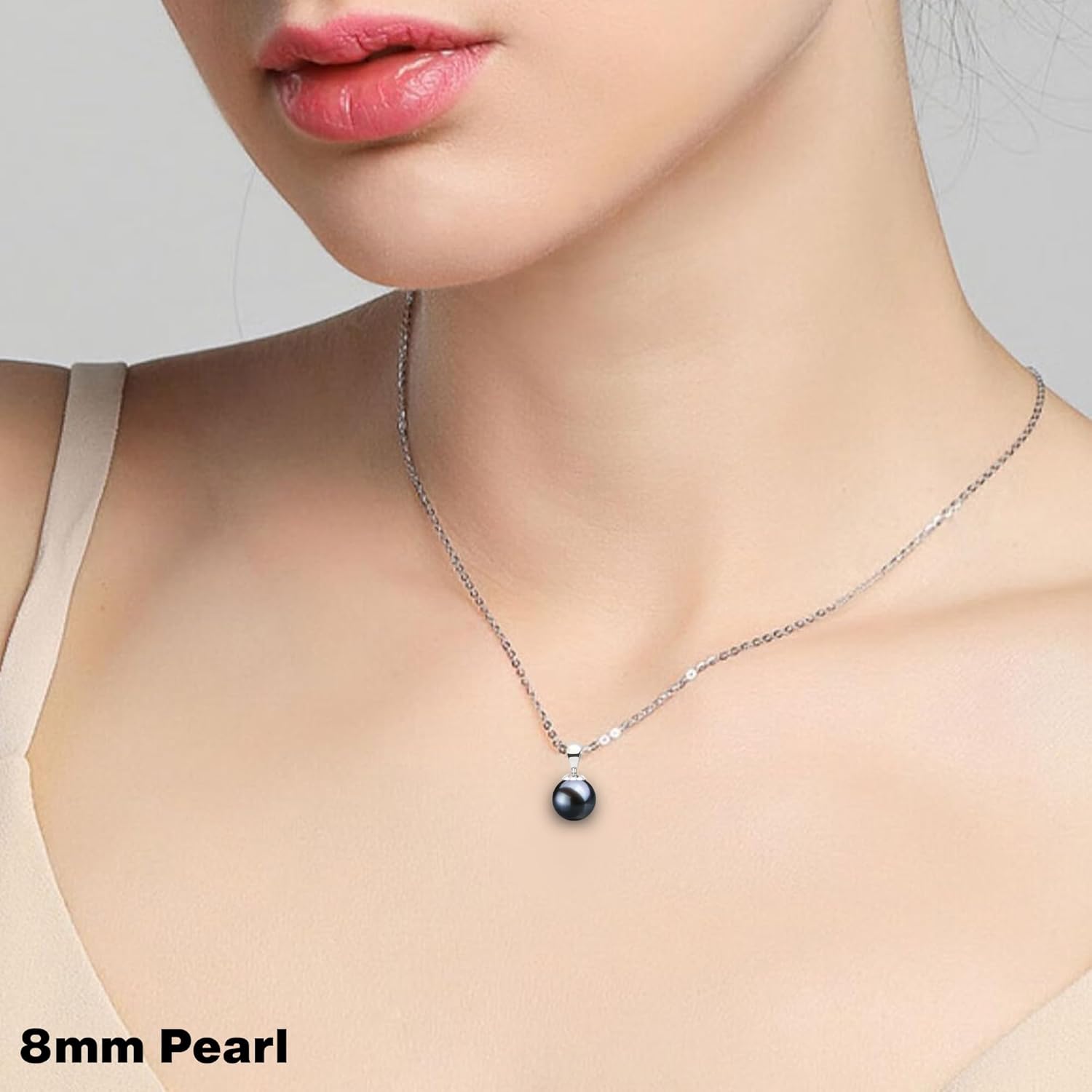 Japanese Akoya Cultured Pearl Pendant Necklace AAAA Graded 6-10mm Black Necklace Pendant with Sterling Silver Setting and Matching 16 or 18 Inch Chain - Orien Jewelry