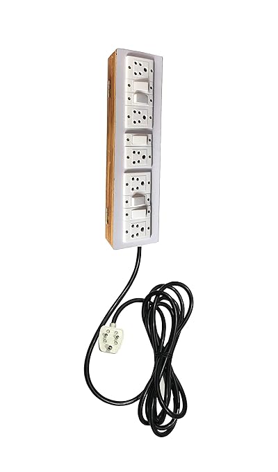 Electric Extension Wooden Board (5 Switches,5 Sockets) 5Ampere Wire Length (5 Meters)
