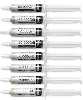 8 Pack Diamond Polishing Compound 50% Concentration Diamond Paste Kit 80,000 to 1,000 Grit Lapping Stropping Compound for Glass Watch Metal Knife Ring Jewelry Marble Rock Resin Scratch Remover Repair