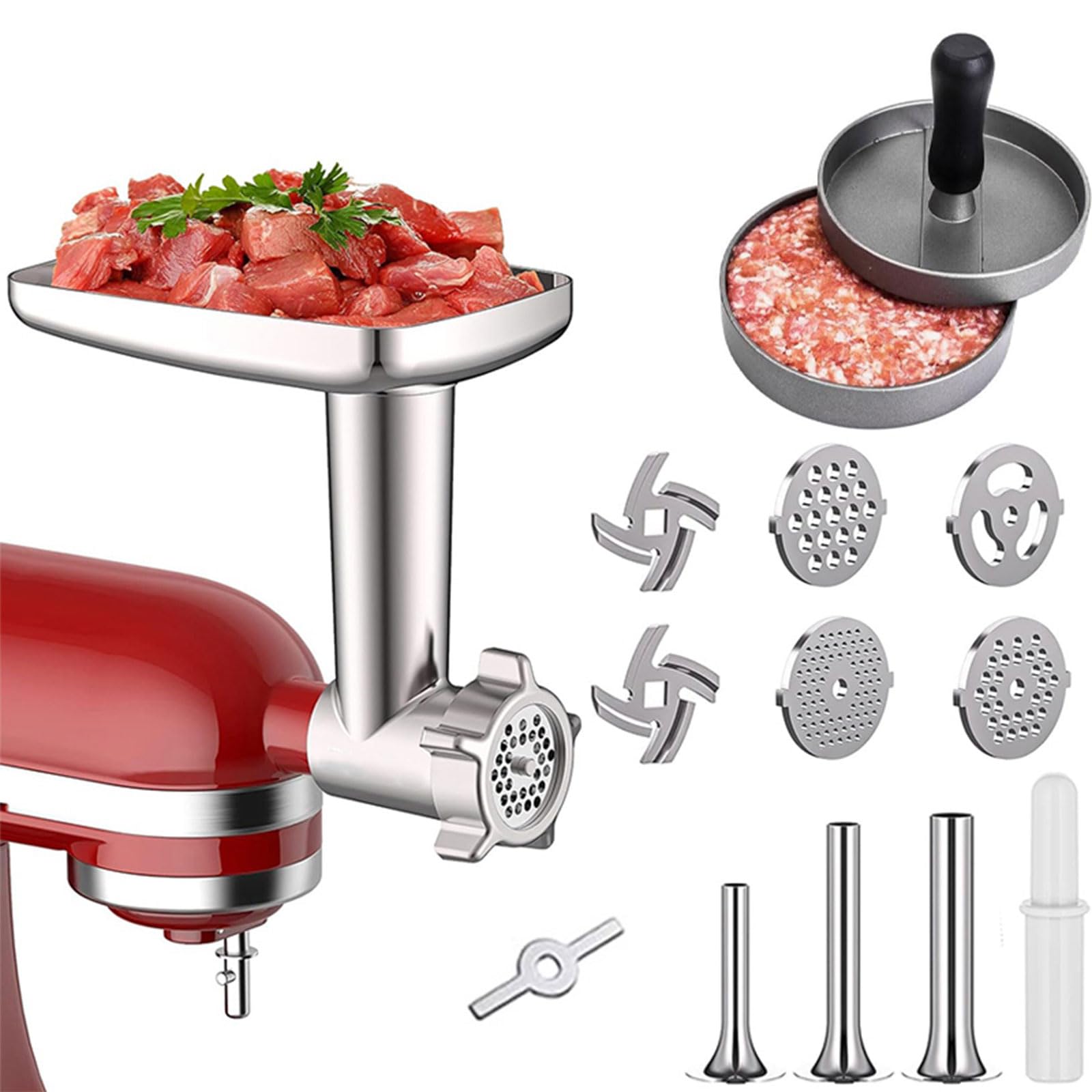 sodeber Meat Grinder Discs Attachment Grinding Plates Filling Tubes Food Accessories Suitable for Mixers Mincer Attachment