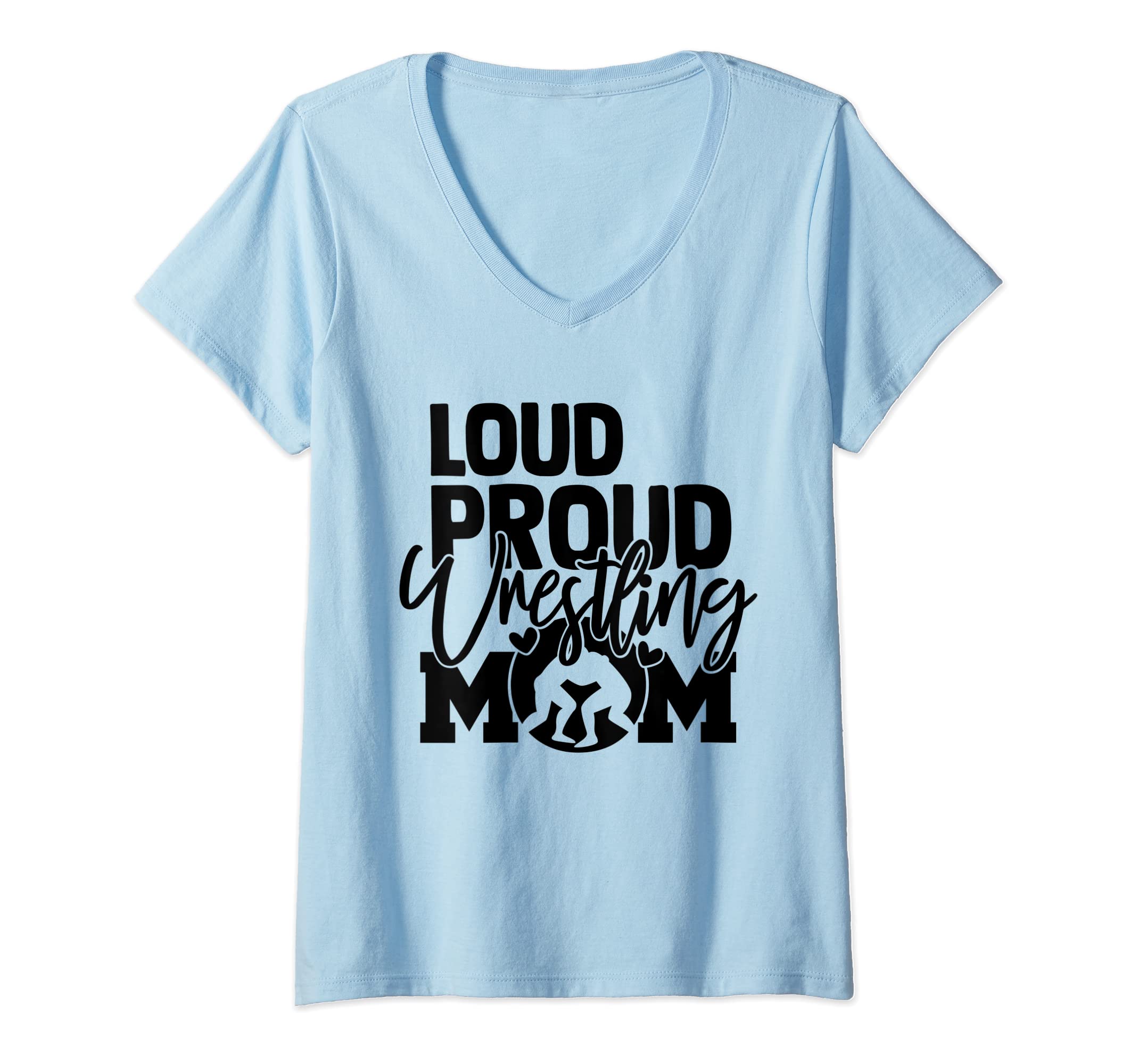 Womens Loud Proud Mom Wrestling Mother V-Neck T-Shirt