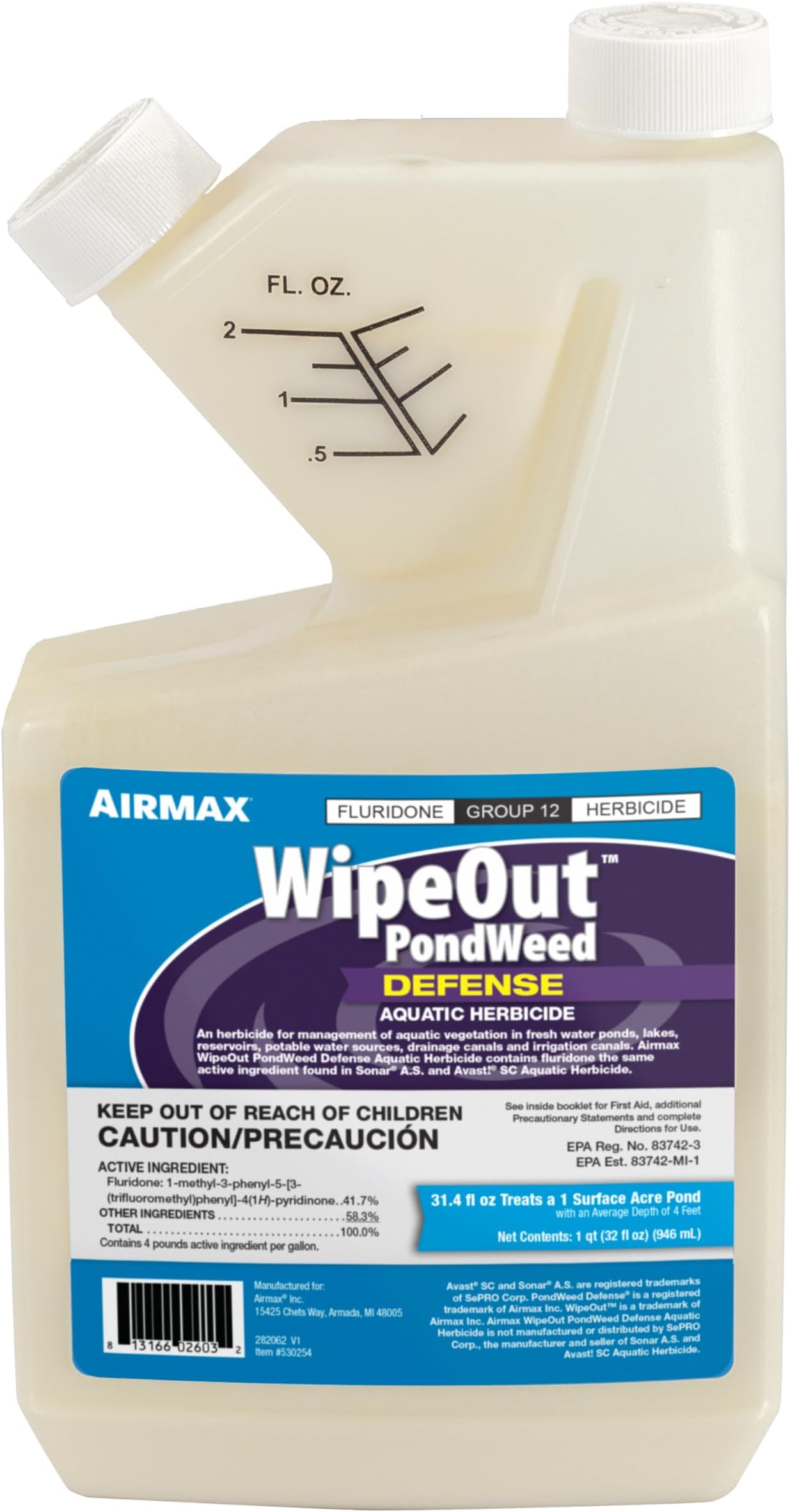 - Airmax Wipeout Pond Weed Defense, Herbicide & Aquatic Weed Control, Controls Duckweed & Other Unwanted Submerged & Floating Vegetation, Easy-to-Use & Long Lasting, All-Season Treatment - 32 Ounce