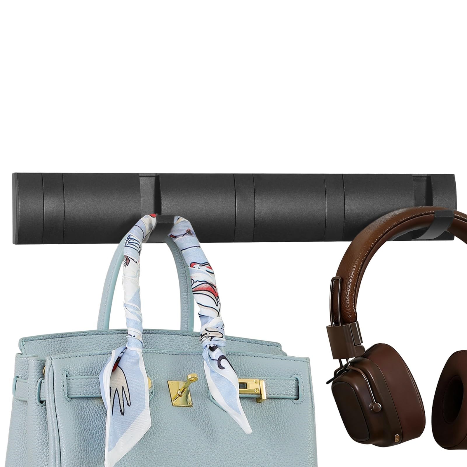 Cehold Foldable Stylish Modern Hook Rack with 5 Hooks, Coat Hooks Wall Mount, Metal Coat Hook Rail for Coat Hat Towel Purse Robes Mudroom Bathroom