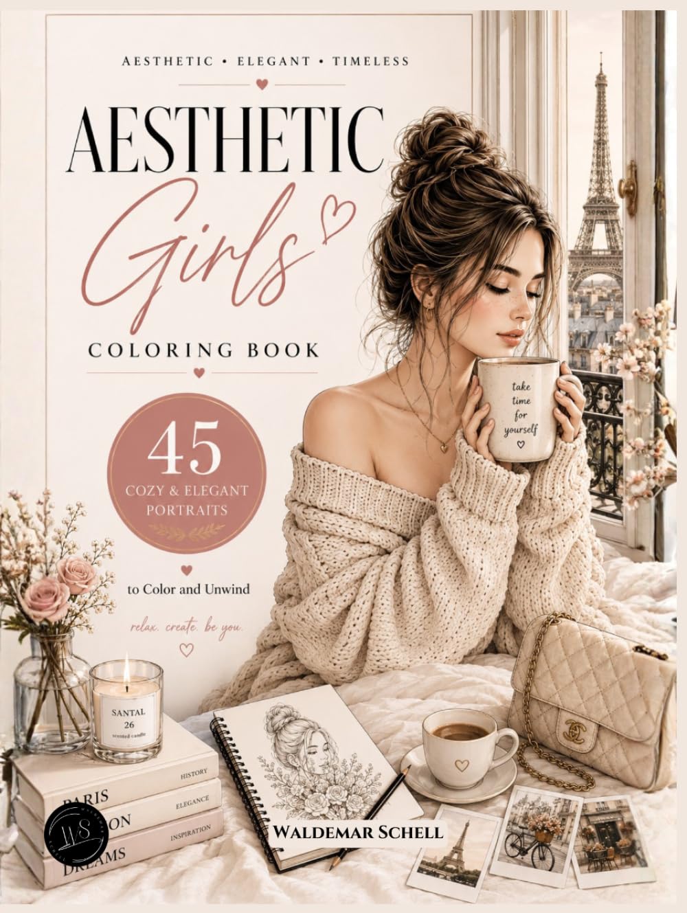 Aesthetic Girls: 45 Cozy & Elegant Portraits to Color and Unwind